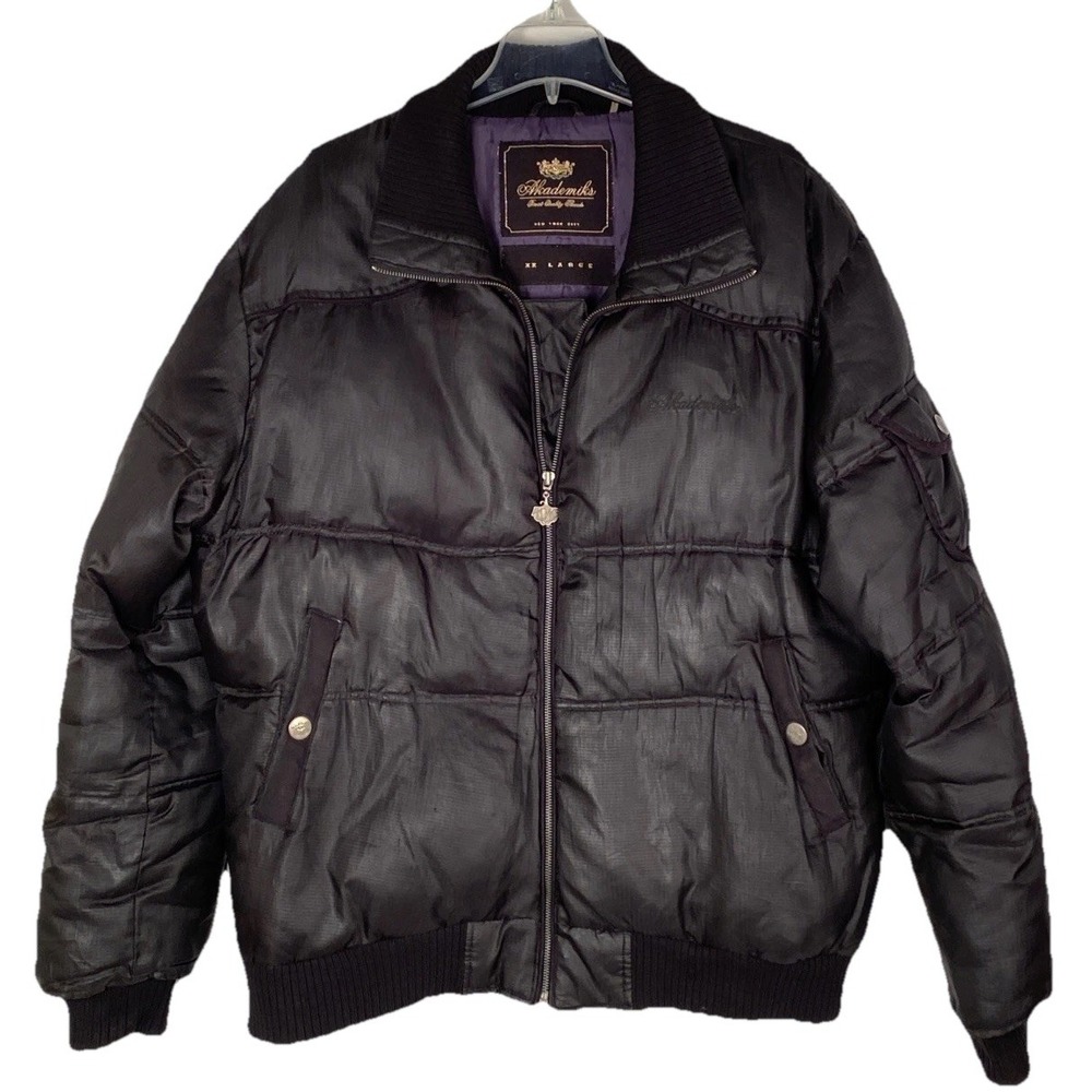 Akademiks Mens ‎ Cool Control Zip Up Black Puffer Jacket XL Y2K